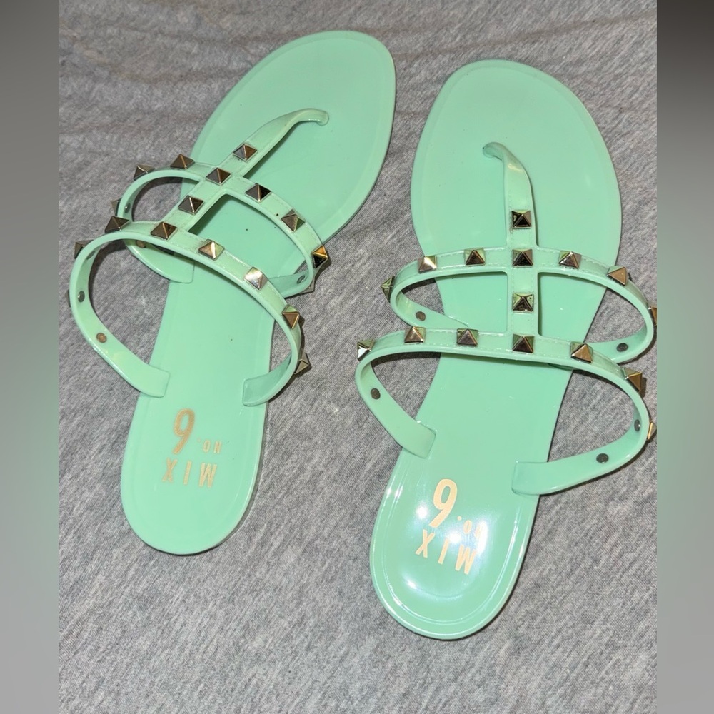 Mix No. 6 Light Green Studded Sandals